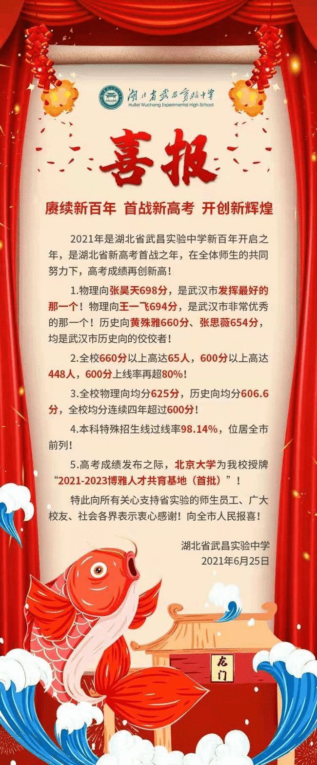 重磅！2021湖北各大高中高考喜报来了，看看谁最牛？(图4)